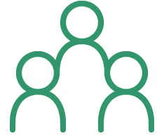 outline of a group of three people 