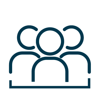 Icon of three people representing a group or team.