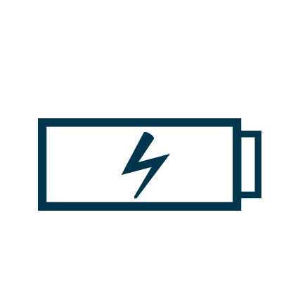 Battery icon with a lightning bolt symbol inside indicating charging or power.