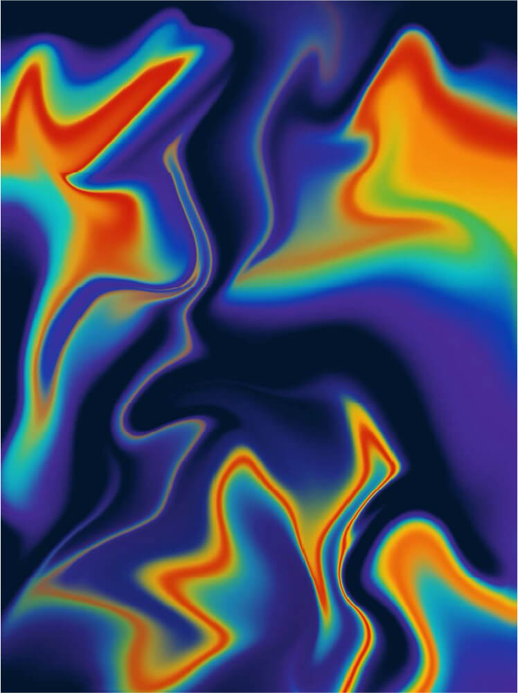Abstract swirling heatmap pattern with vibrant gradients of red, orange, yellow, green, blue, and purple.
