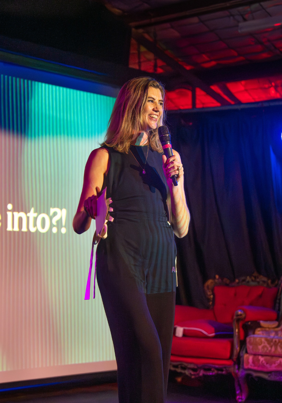 Image of Alice speaking on stage