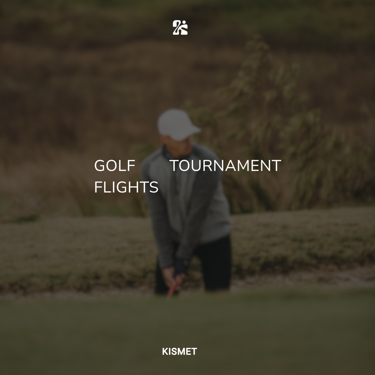 Kismet Golf blog cover: Golf Tournament Flights, showing a golfer chipping with tall fescue grass in the background