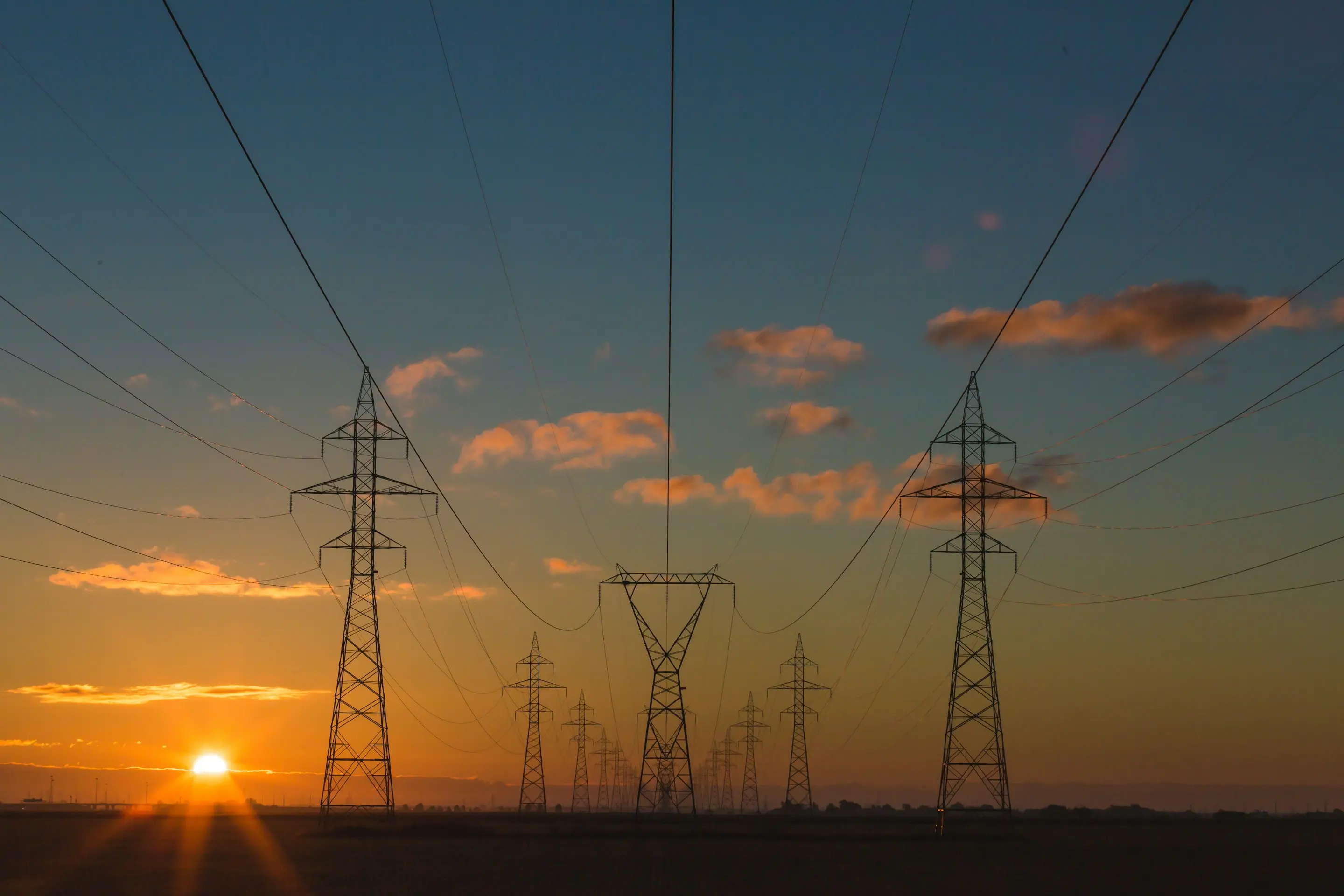 Wide shot of power lines.