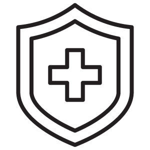 Shield icon with health cross in the middle