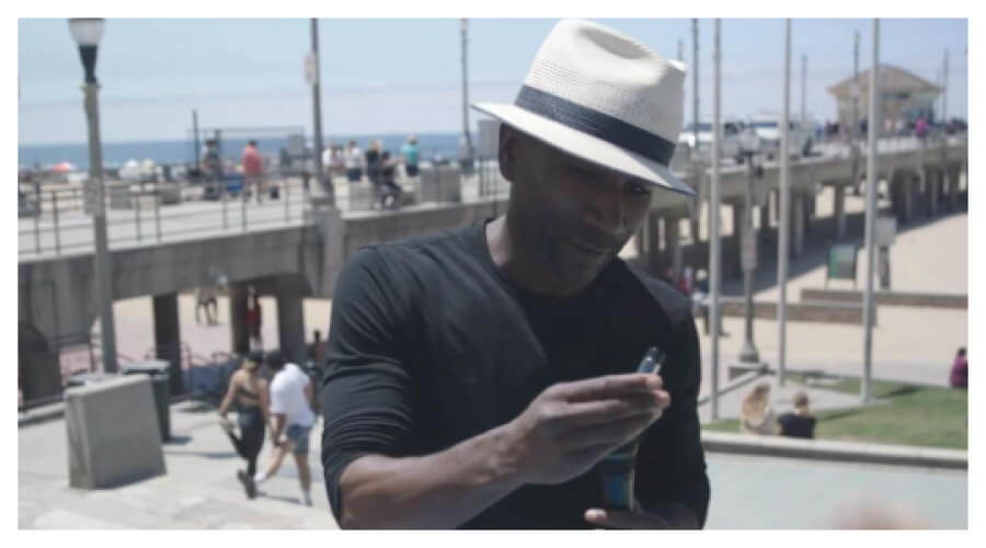 An Orange County resident being interviewed by the pier