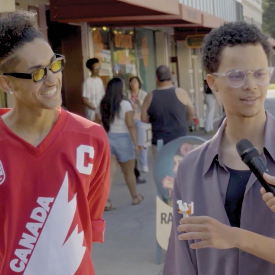 Two Orange County residents being interviewed on the street