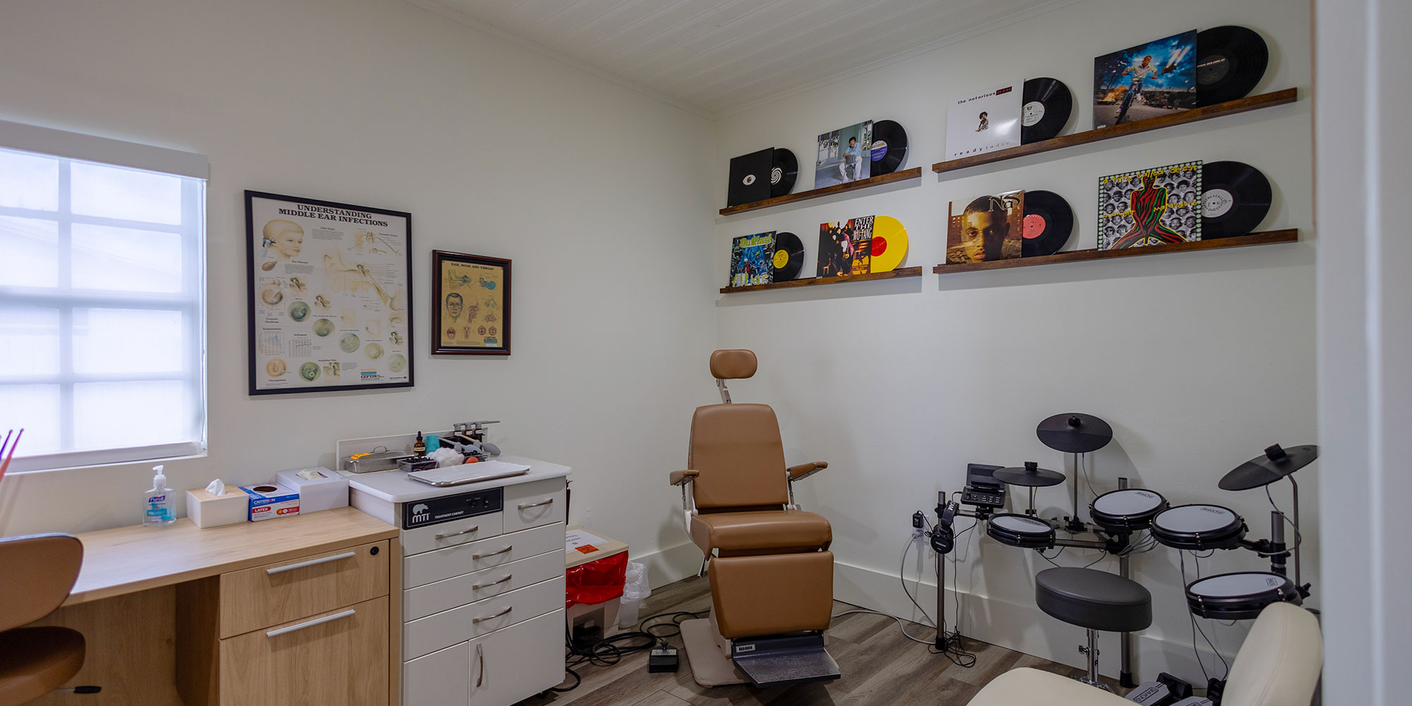 exam room with drum kit