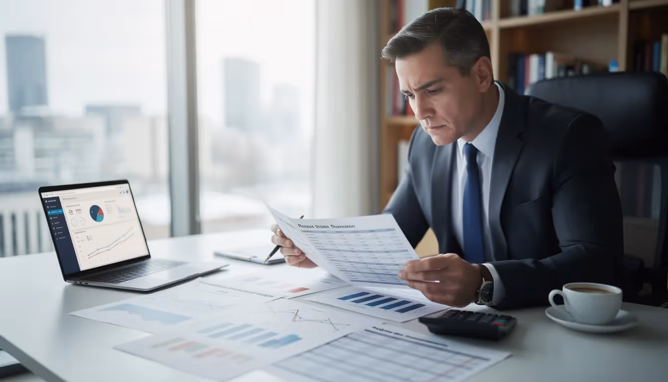 Un investisseur scrute attentivement des documents financiers, analysant les risques de marché et les rendements potentiels des produits structurés. Il évalue les différents types de placements, en tenant compte des barrière de protection et de la performance des indices boursiers.