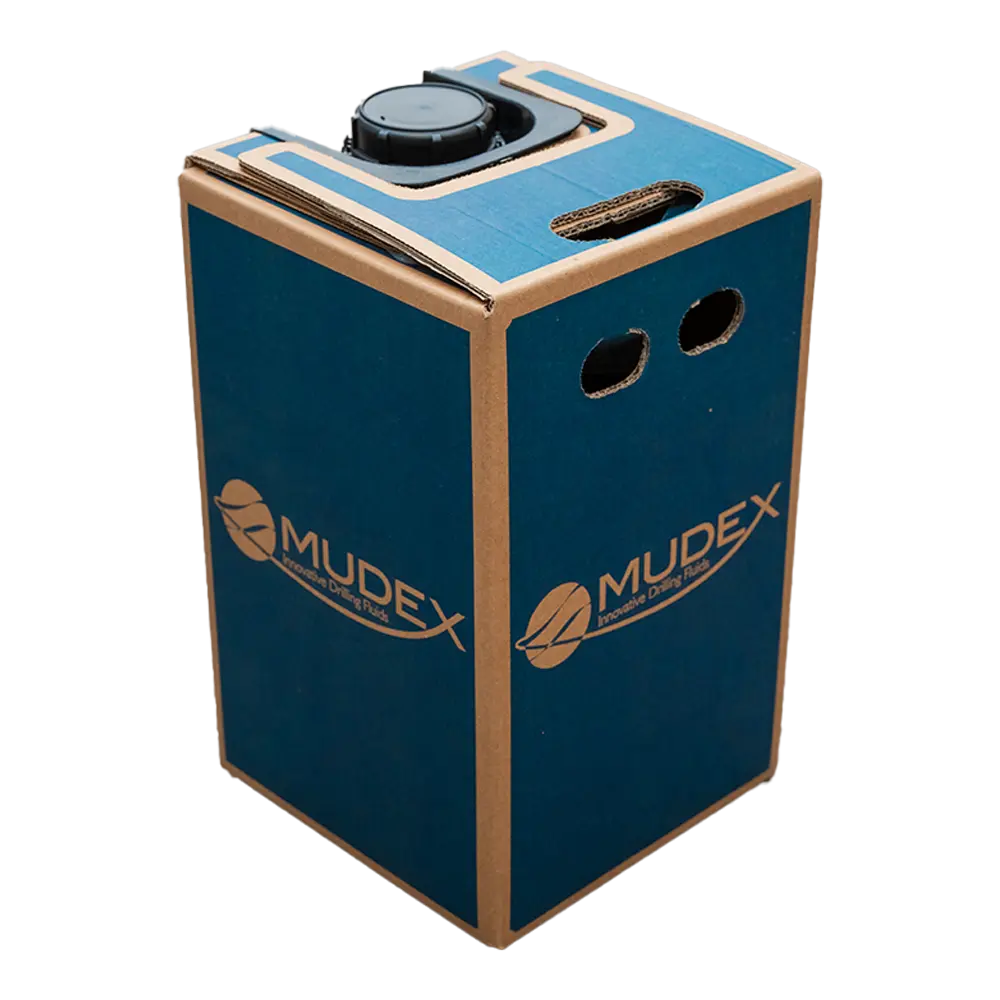 EcoDrum innovative container with  black spout on top and two handle holes on the side.