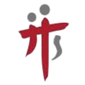 Stylized red letter T with two gray gear icons above and to the side.