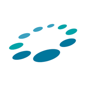 Circular arrangement of blue and teal elliptical shapes against a black background.