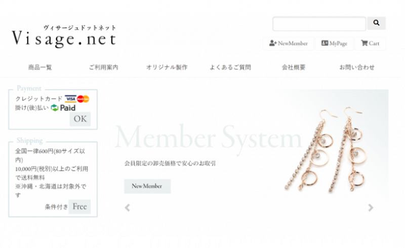 ヴィサージュドットネット サイト画面