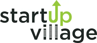 Logo for Startup Village with a green arrow forming the letter U in the word startup.