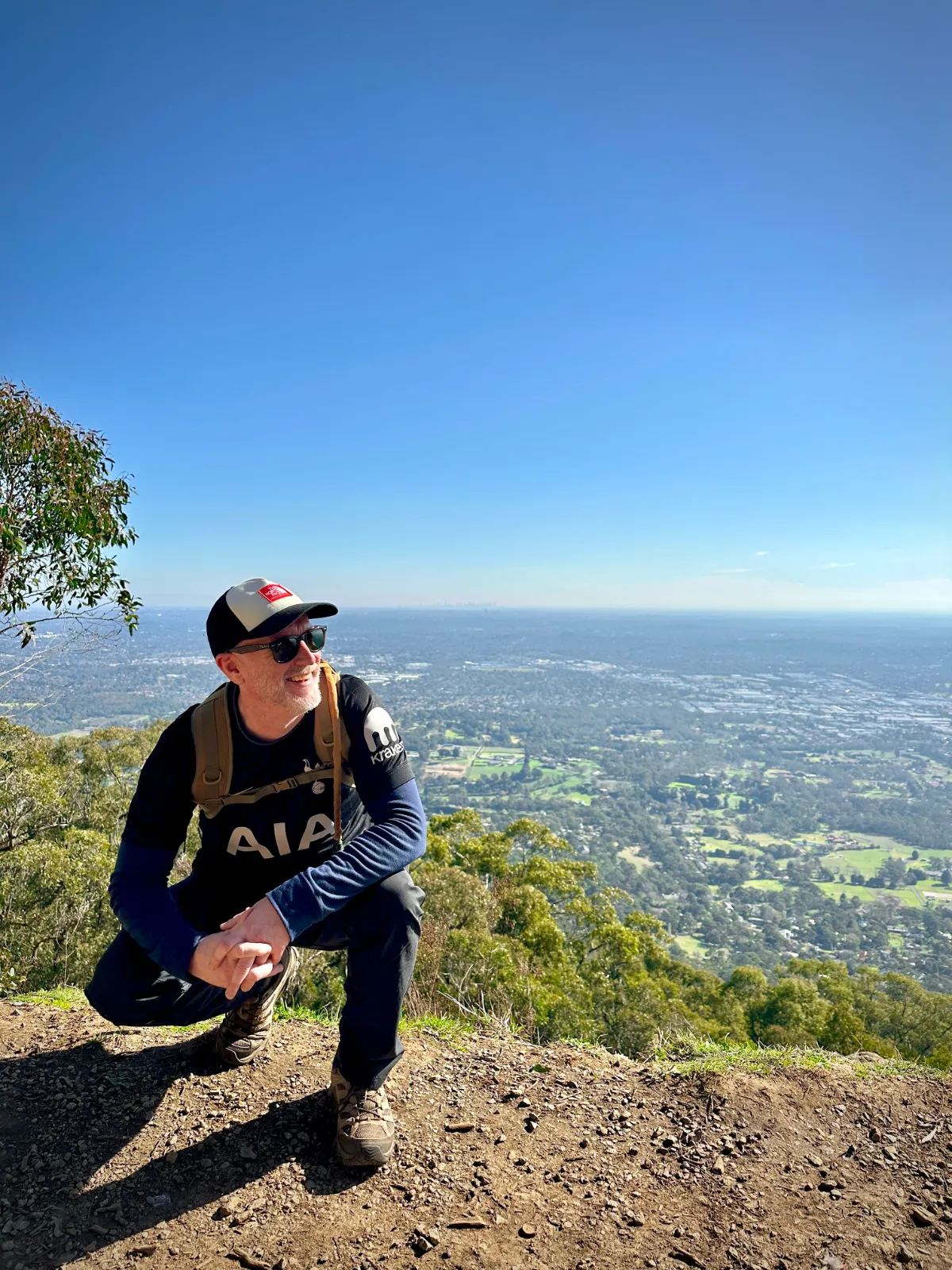 Andy hiking with friends