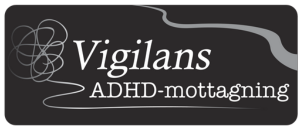 Logotyp för Vigilans ADHD-mottagning med företagets namn och en grafisk symbol som representerar deras arbete med ADHD-utredning och stöd.