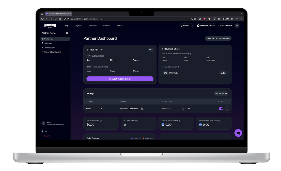 Cryptocurrency swap interface showing 1 ETH valued at $2993.88 to 22.453 SOL valued at $2974.80 with a purple 'Proceed To Swap' button.
