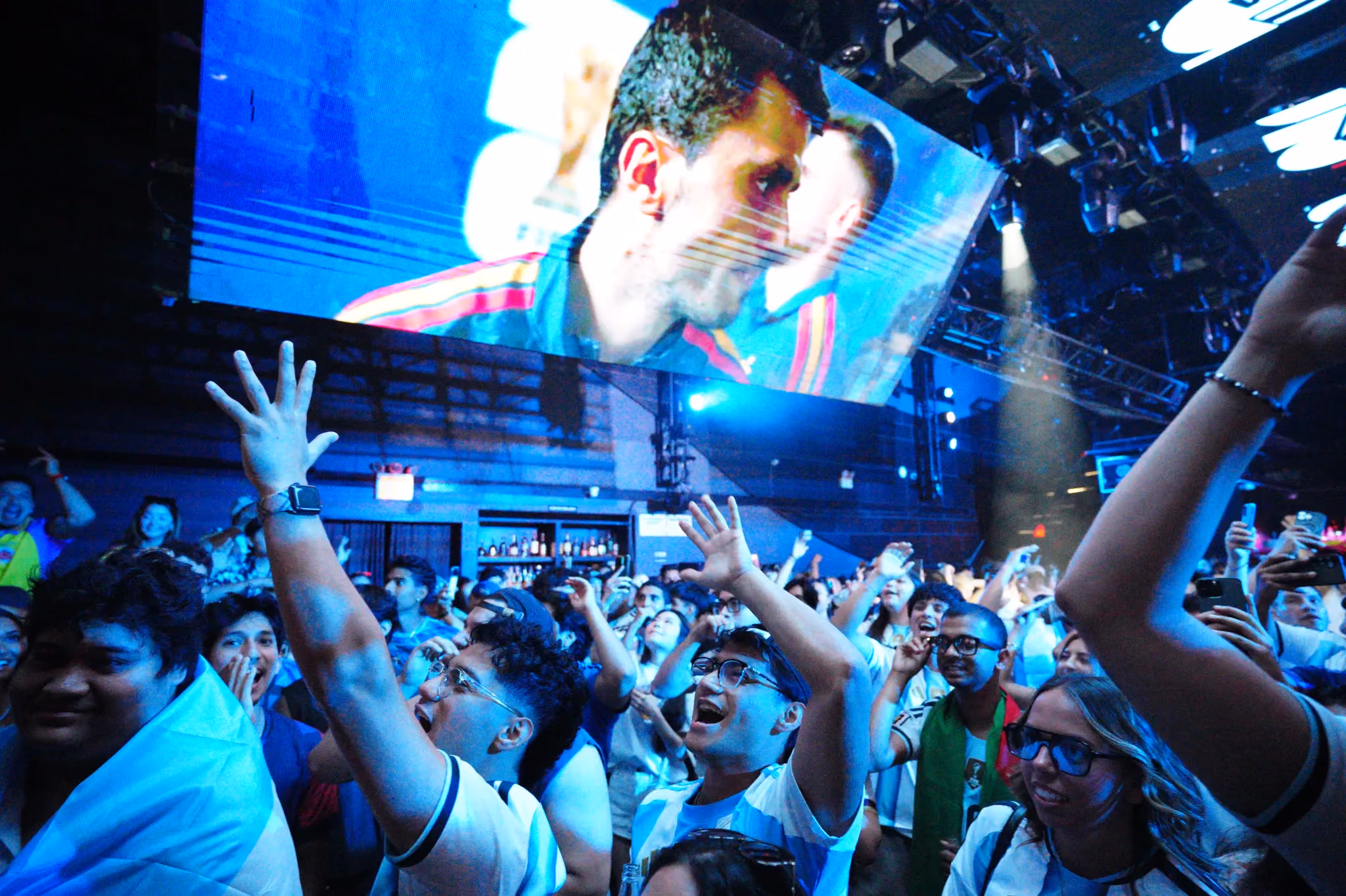 Fans Gather at Nebula Nightclub in New York City to Watch the FIFA World Cup Final: Photos From the New York Post