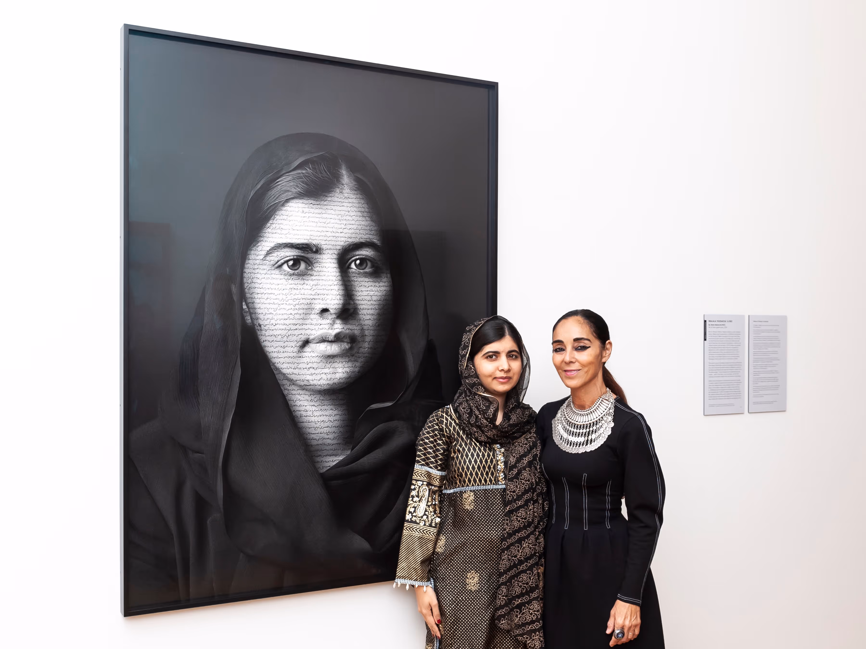 The Outset Portrait Commission, 2018. Portrait of Malala Yousafzai by Iranian-born artist and filmaker, Shirin Neshat, at the National Portrait Gallery. Picture by Jorge Herrerera.