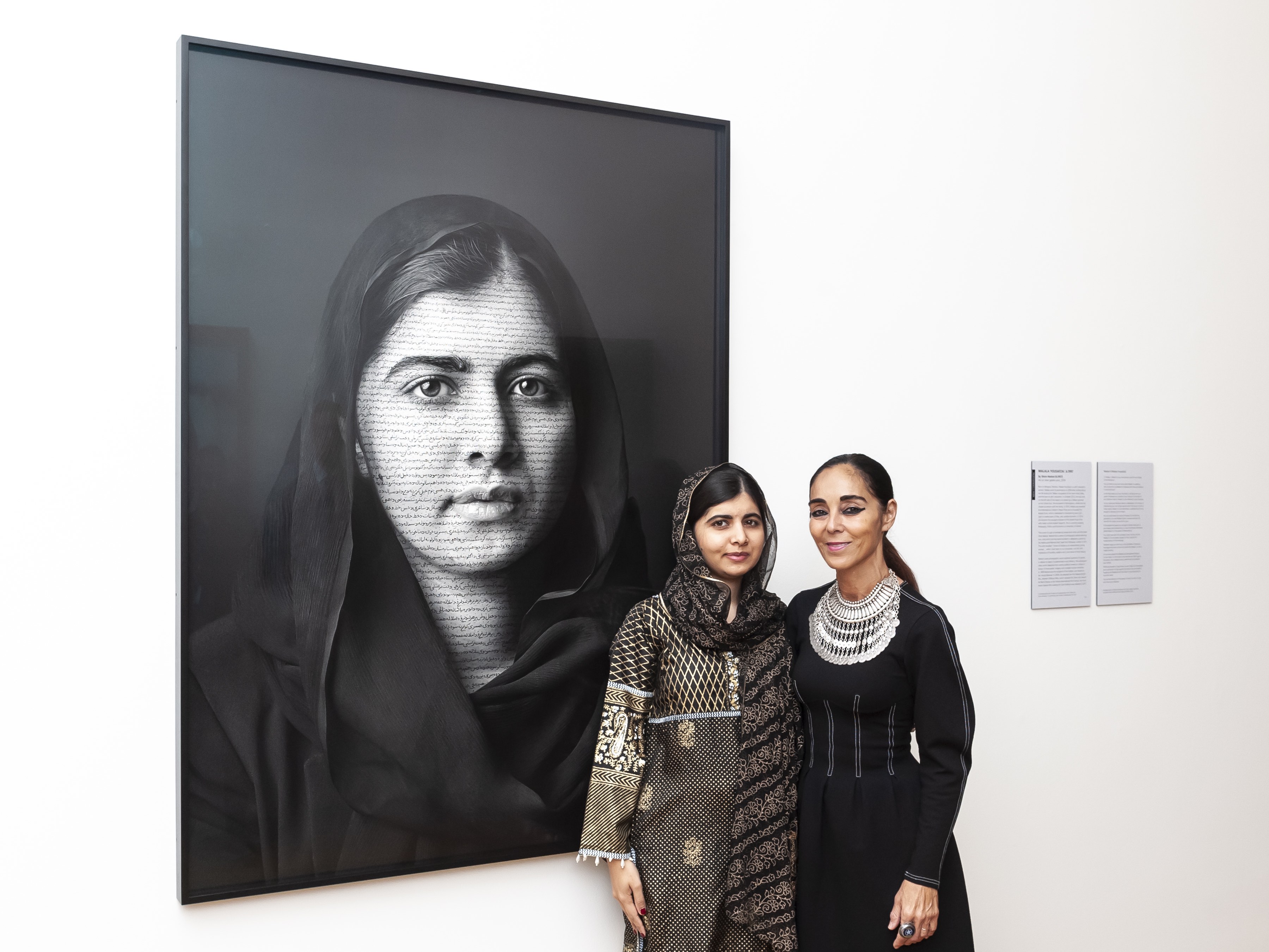 The Outset Portrait Commission, 2018. Portrait of Malala Yousafzai by Iranian-born artist and filmaker, Shirin Neshat, at the National Portrait Gallery. Picture by Jorge Herrerera.