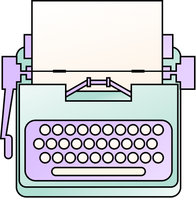 Illustration of a vintage typewriter with blank paper loaded.
