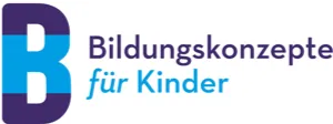 Logo mit einem großen blauen und weißen Buchstaben B links und dem Text 'Bildungskonzepte für Kinder' rechts davon.