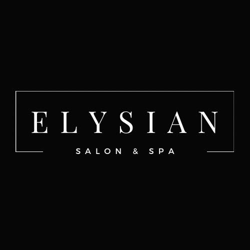 Elysian Salon & Spa logo with the text 'ELYSIAN' in large uppercase letters and 'SALON & SPA' below in smaller uppercase letters on a black background.