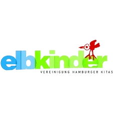 Logo of elbkinder with 'elb' in blue and 'kinder' in green with a red dragon above the 'r'.