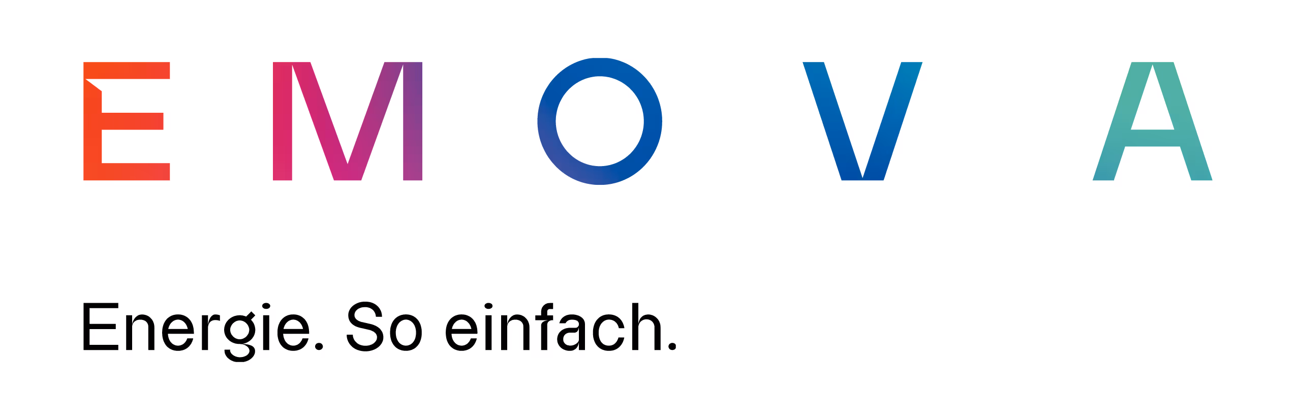 Logo von EMOVA mit farbverlaufenden Buchstaben und Slogan.