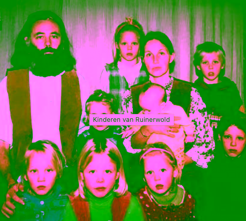 een vader en moeder van de familie van Dorsten met acht kleine kinderen ook bekend als gezin ruinerwold