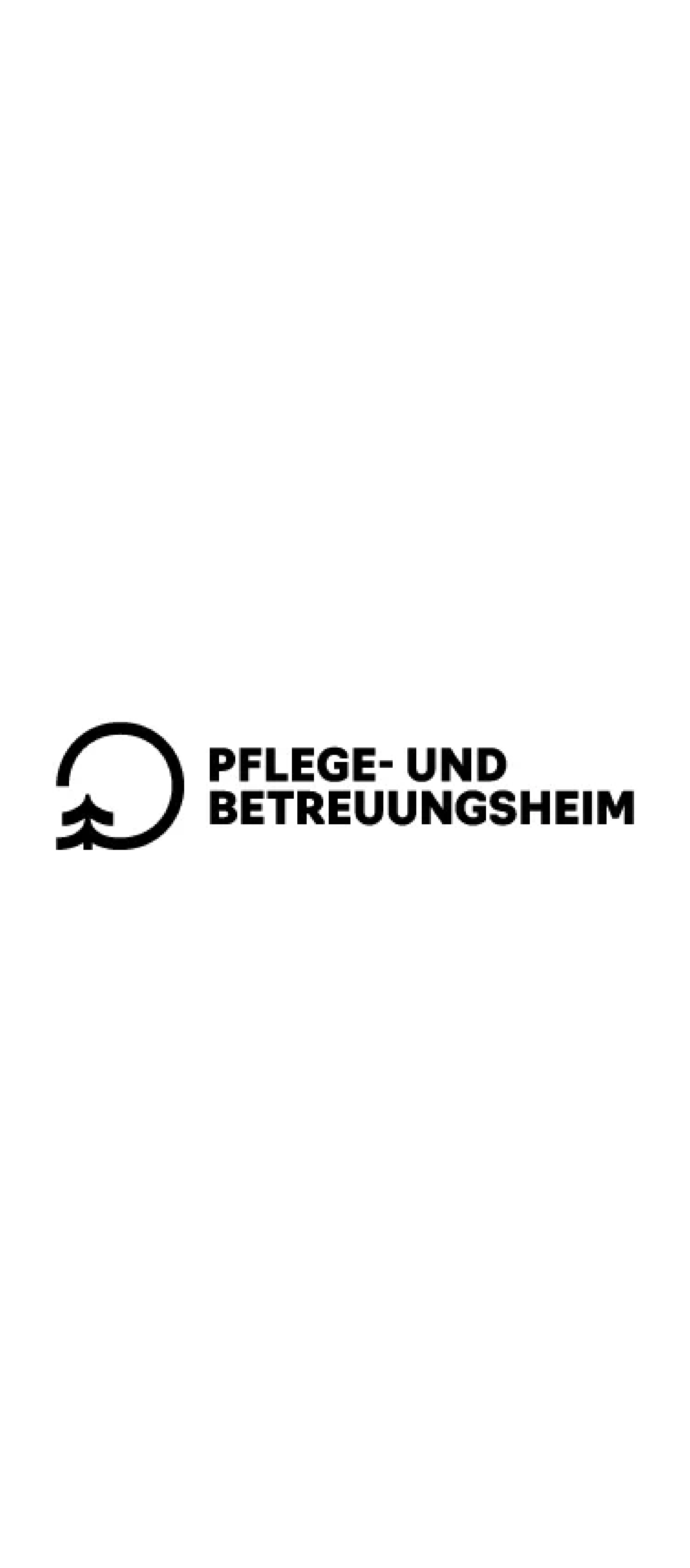 Logo with a circular arrow and a tree symbol next to the text Pflege- und Betreuungsheim.