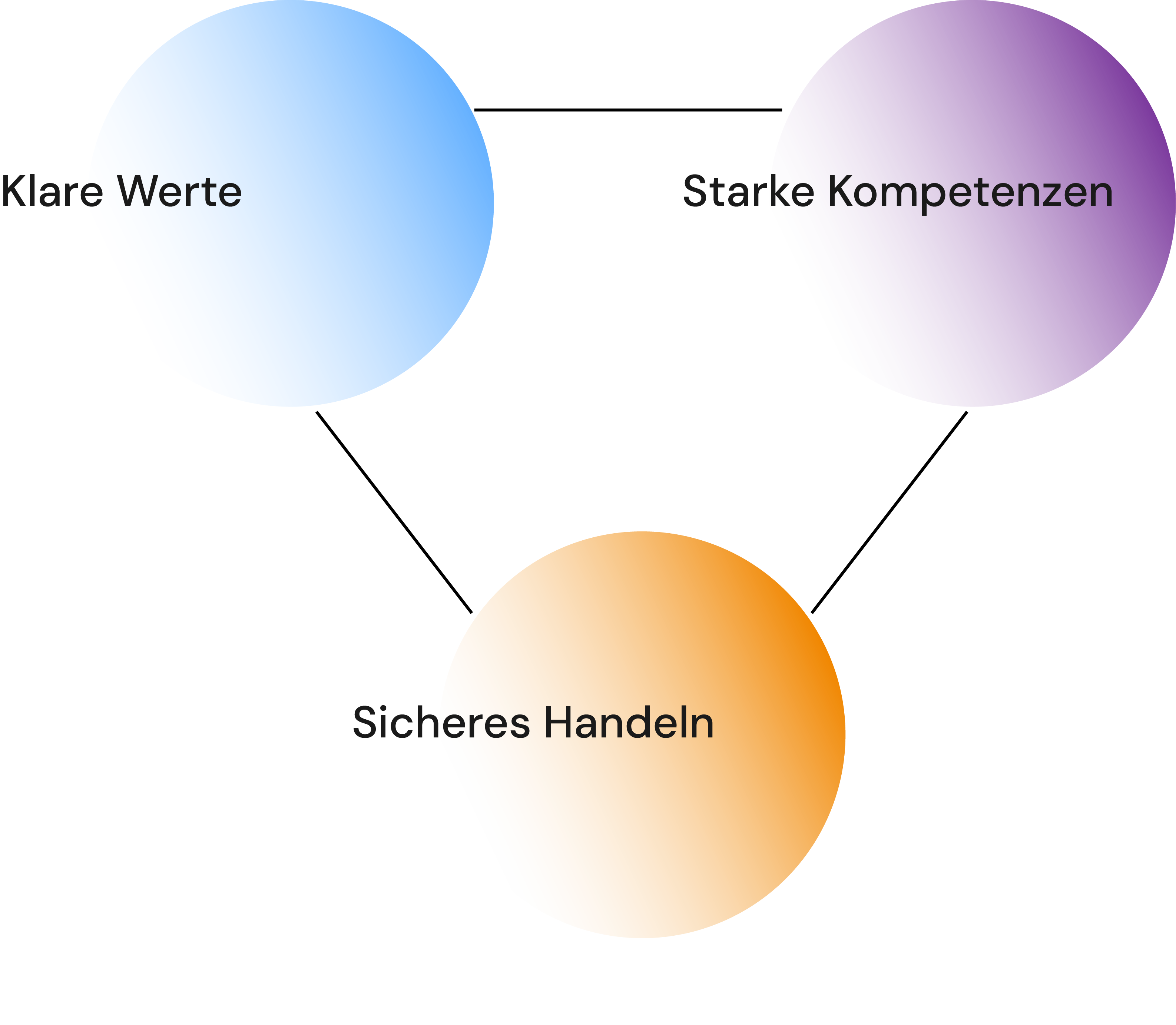 Three colored circles labeled Clear Values, Strong Competences, and Secure Actions.