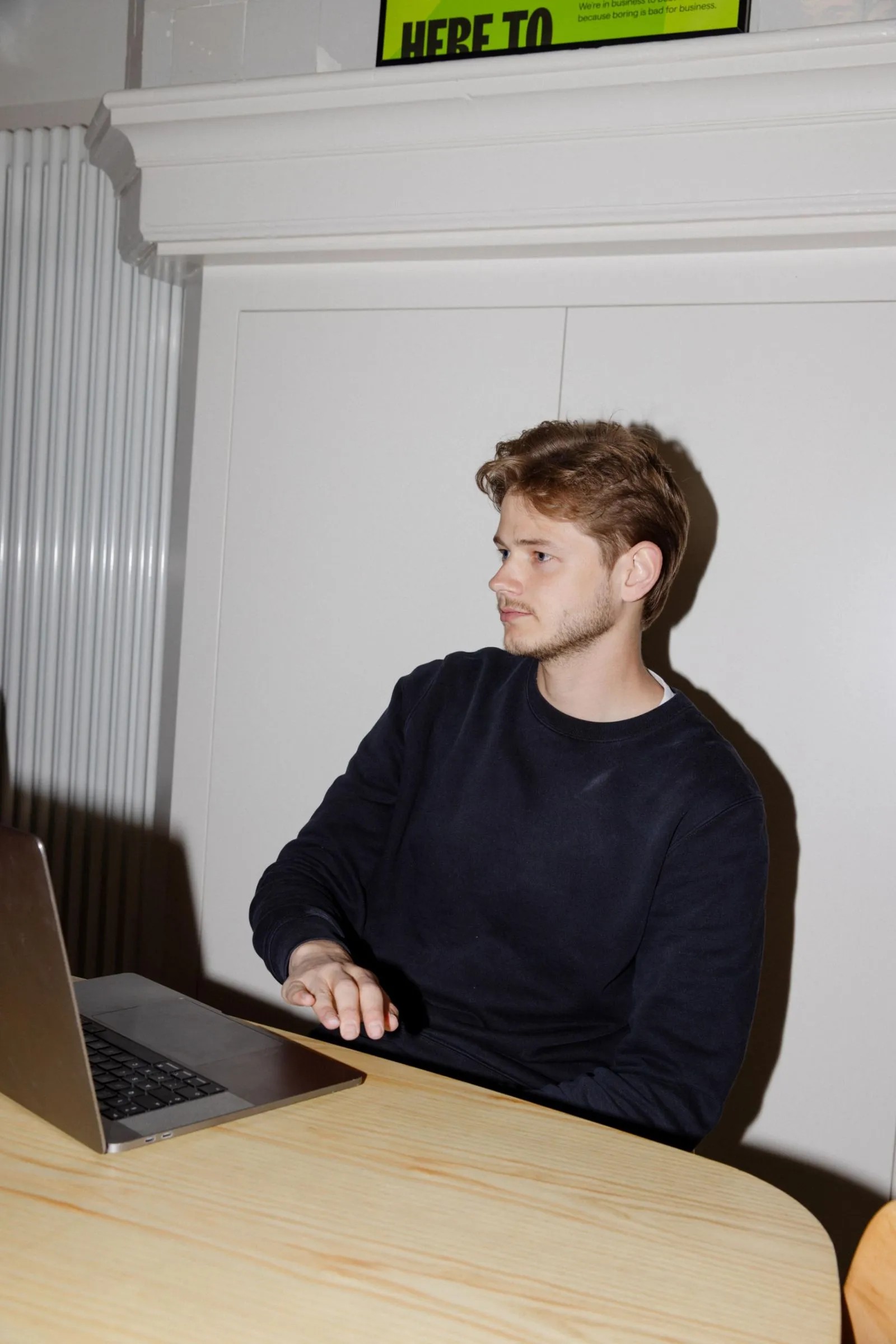 Image of Boring Co-Founder working on his laptop