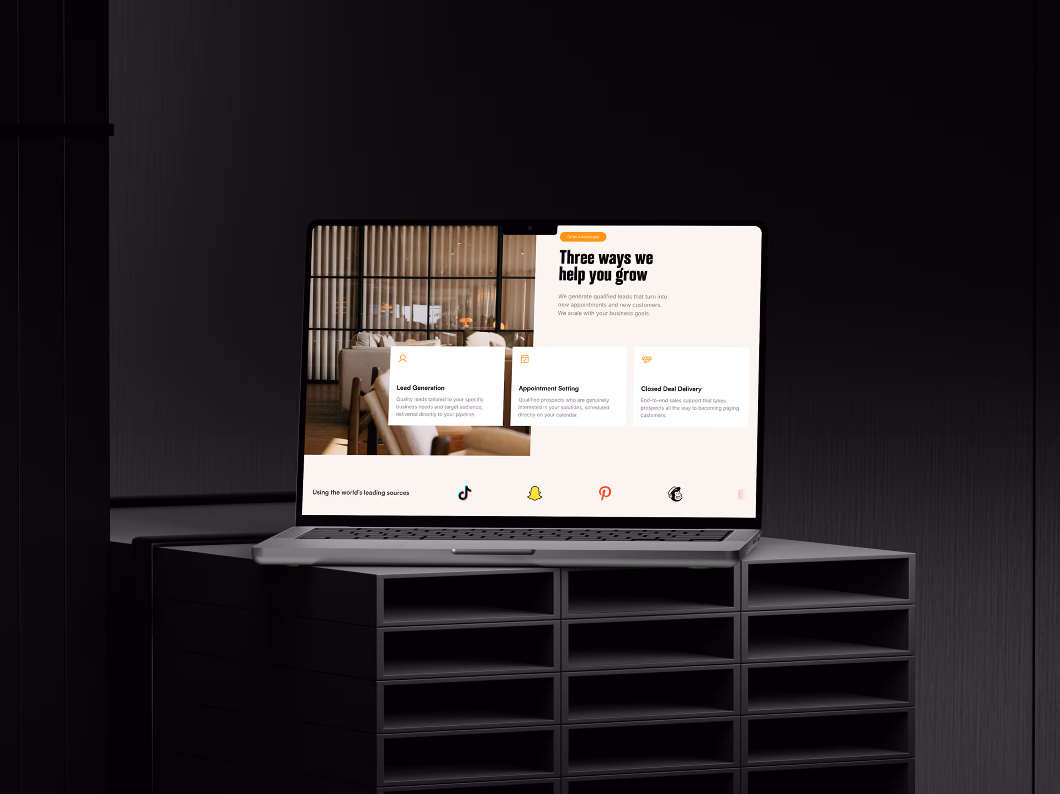 An image of an iPad showing a website Boring has created