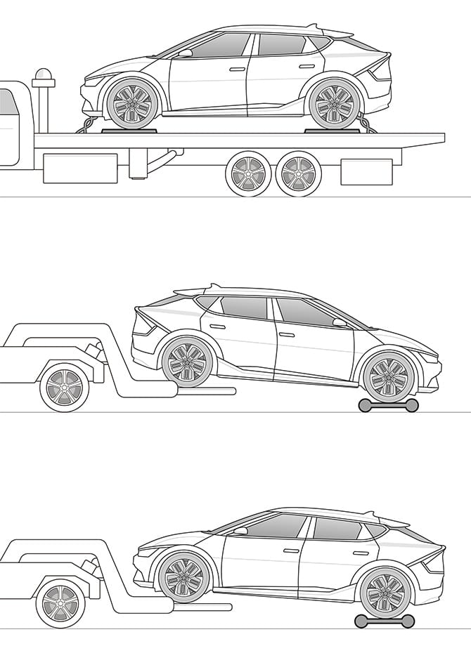 Illustration of an EV being towed