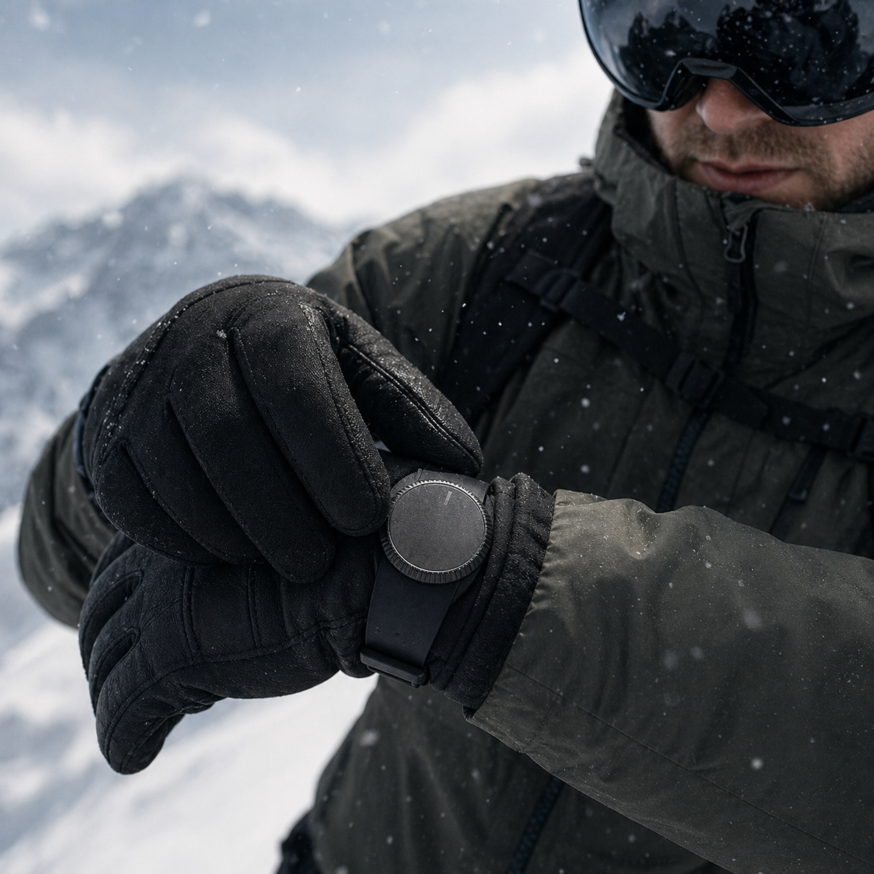 Skier with gloves using Arc Band