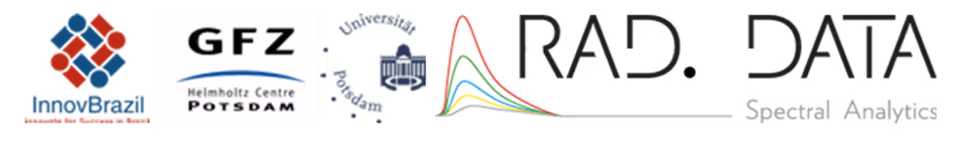 Logos of Innovatec GmbH, GFZ Helmholtz Centre Potsdam, and RAD Data Spectral Analytics with colored spectral graph.
