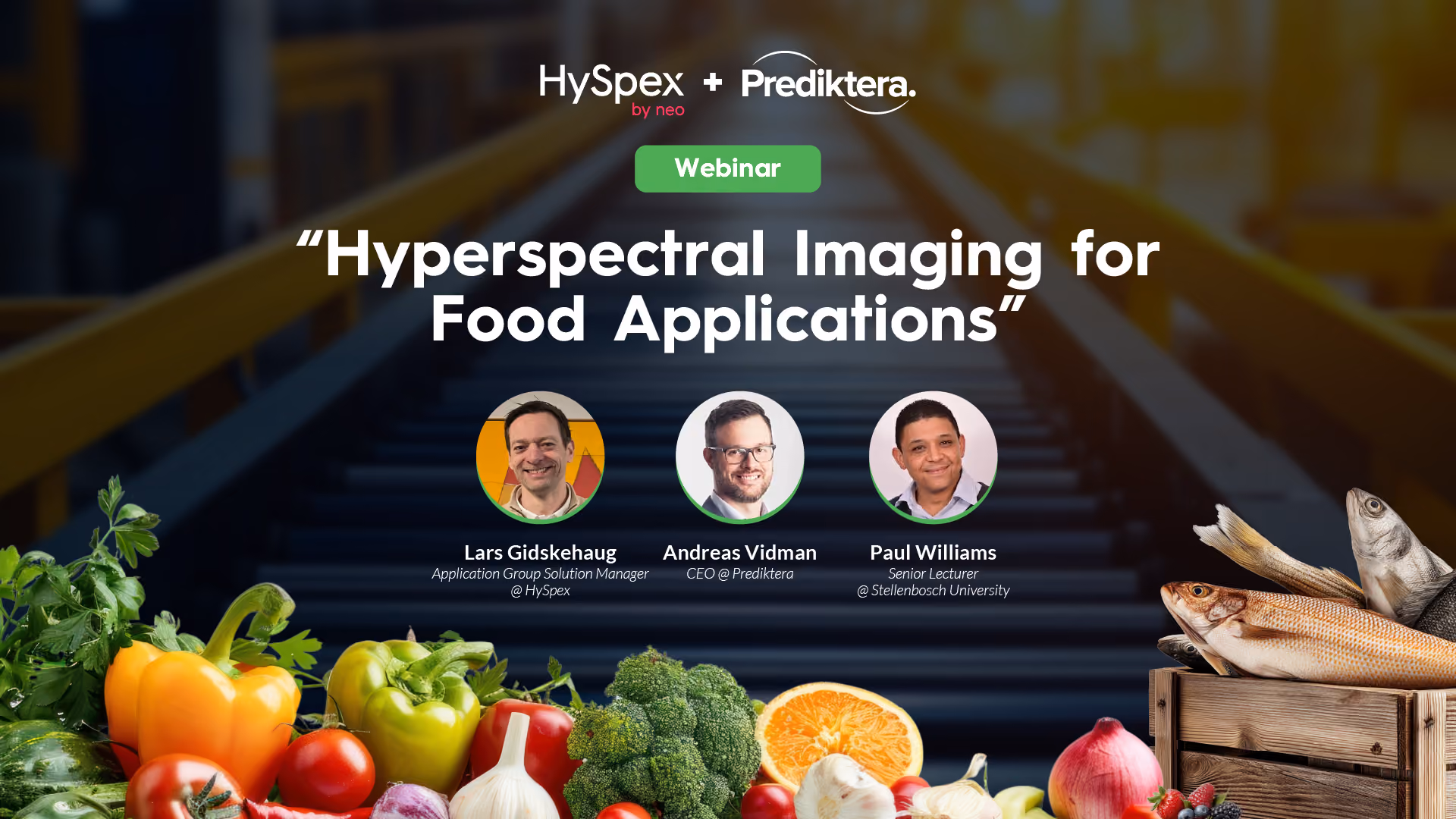 Promotional banner for the advanced textile sorting webinar by NEO and Prediktera, featuring multiple stacks of clothing, such as jeans, t-shirts and sweaters consisting of various materials.