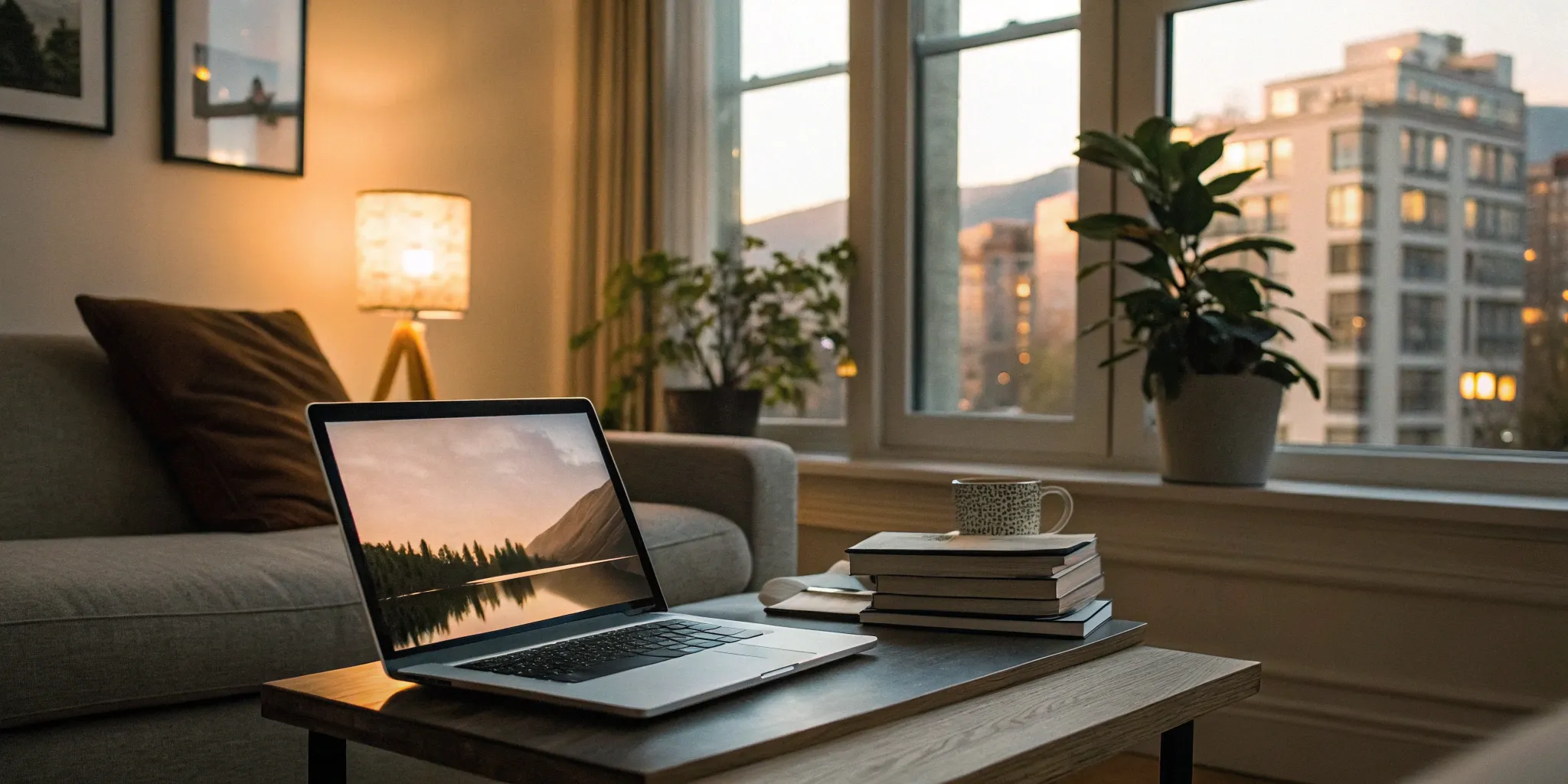 A laptop on a table displaying a reusable tenant screening report for a rental application.