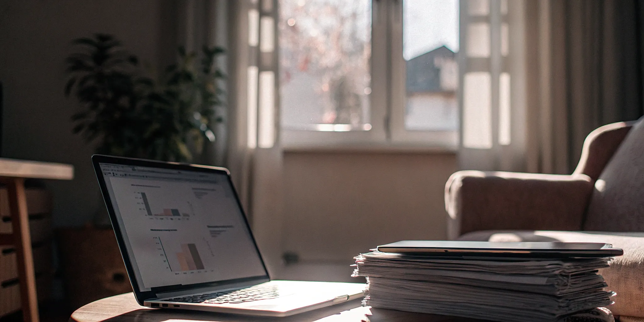 A laptop displaying a legal notice about tenant screening reports.
