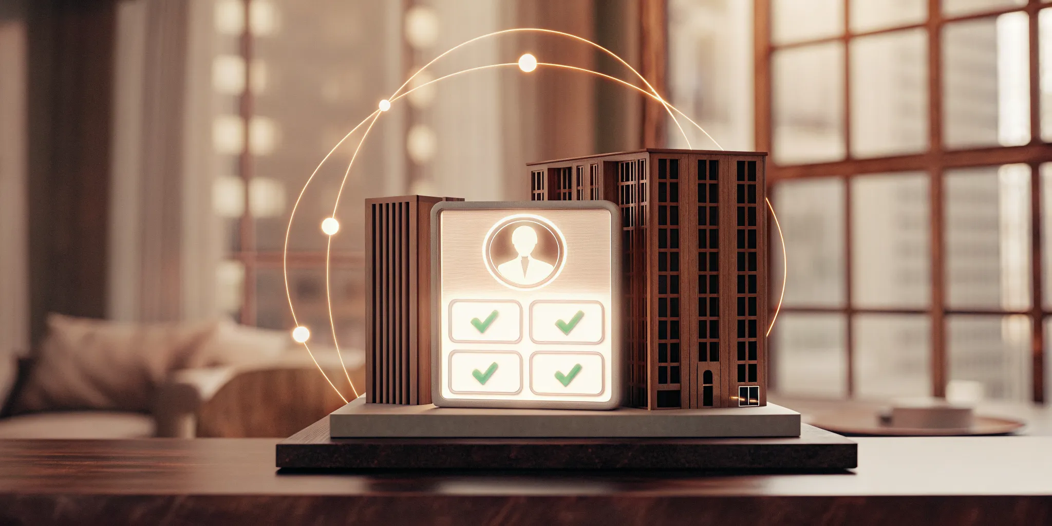 How a reusable tenant screening works, showing a digital report with checkmarks for an apartment application.