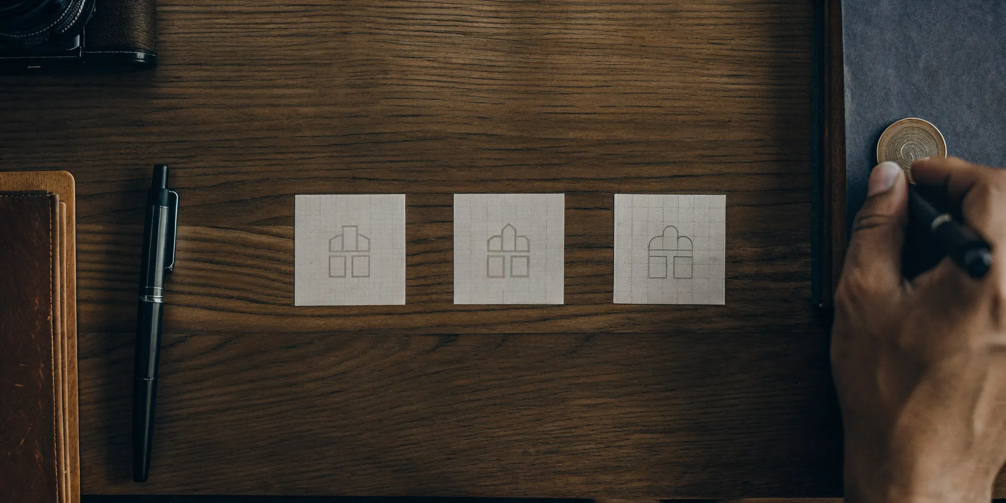 A desk with forms and a pen, showing how to create a universal rental application.