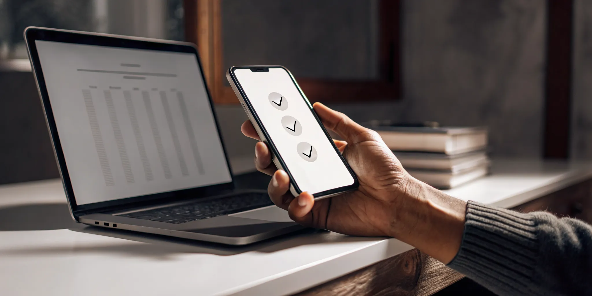 Renter using a phone for controlled income verification.