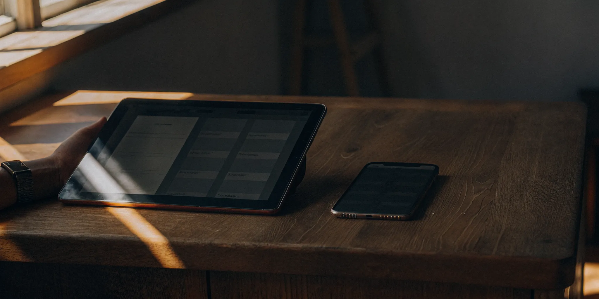 A tablet and smartphone displaying a portable rental application with income proof.