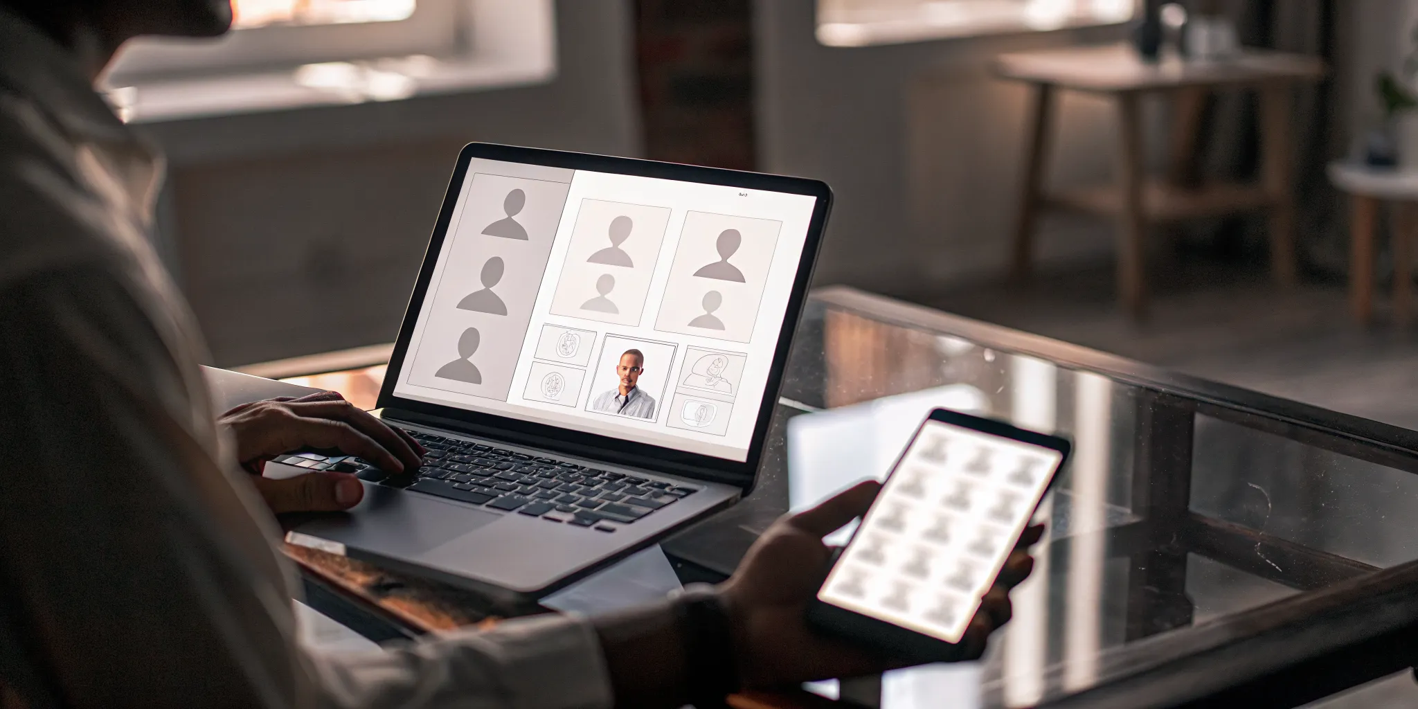 A tenant accesses their portable background check on a laptop for a rental application.