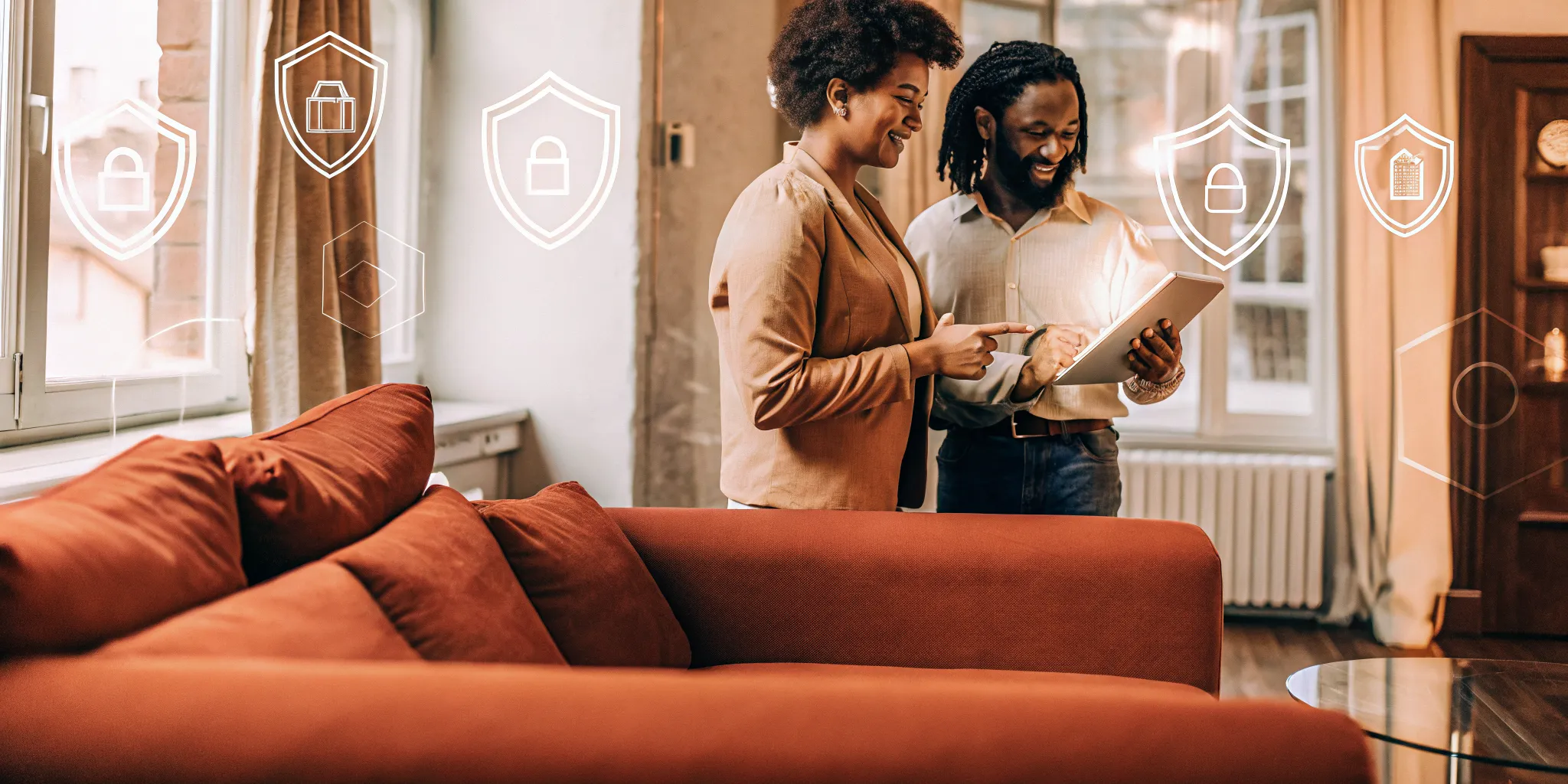 Renter and landlord reviewing a secure screening report
