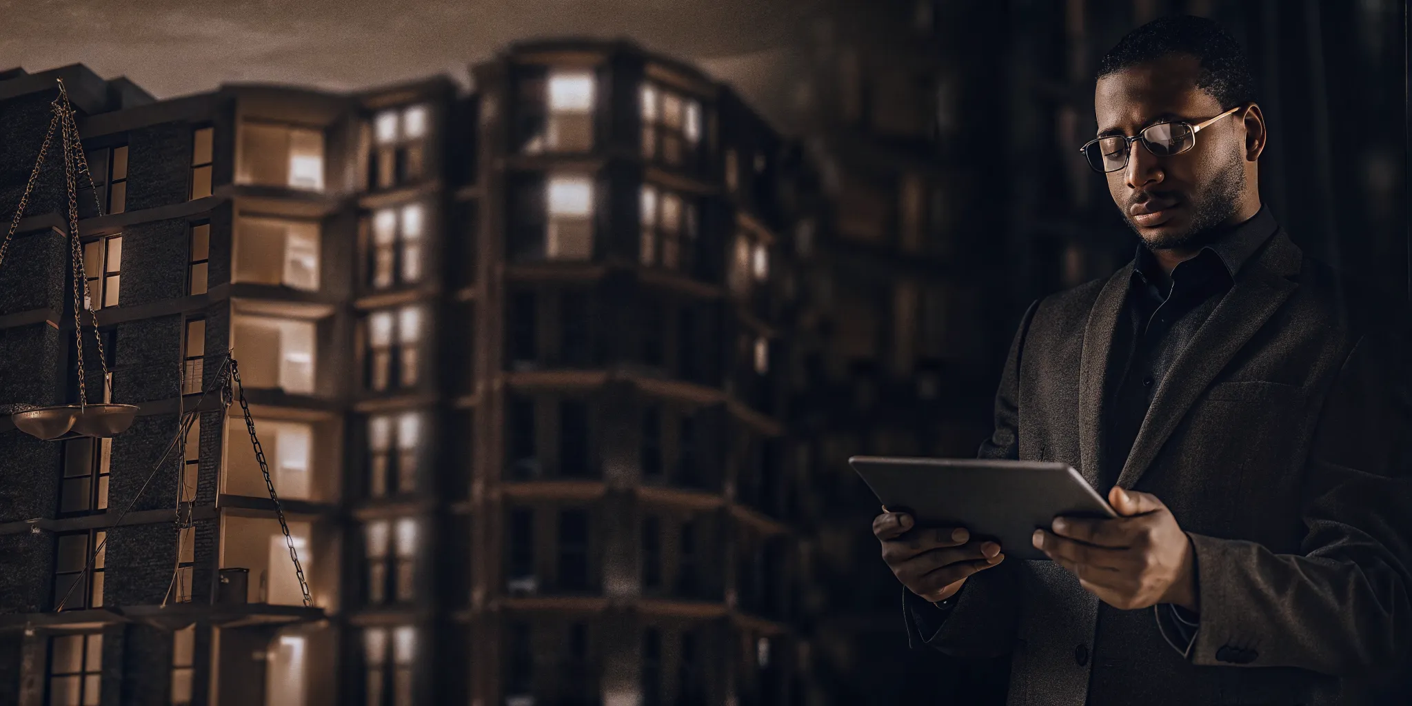 Colorado landlord reviewing a compliant Portable Tenant Screening Report on a tablet for HB23-1099