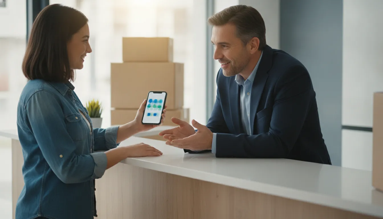 Renter sharing a portable tenant screening report with a landlord