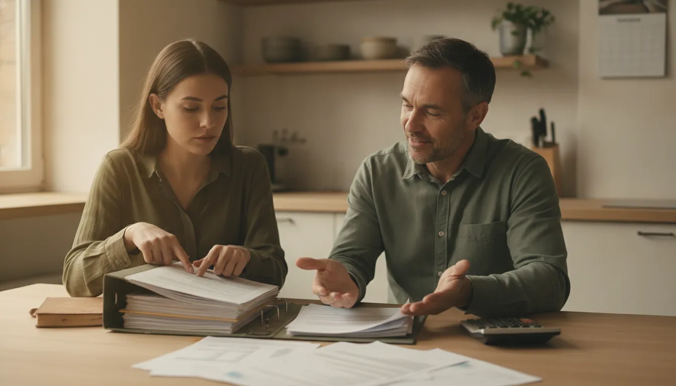 Renter reviewing rental history information before applying for an apartment