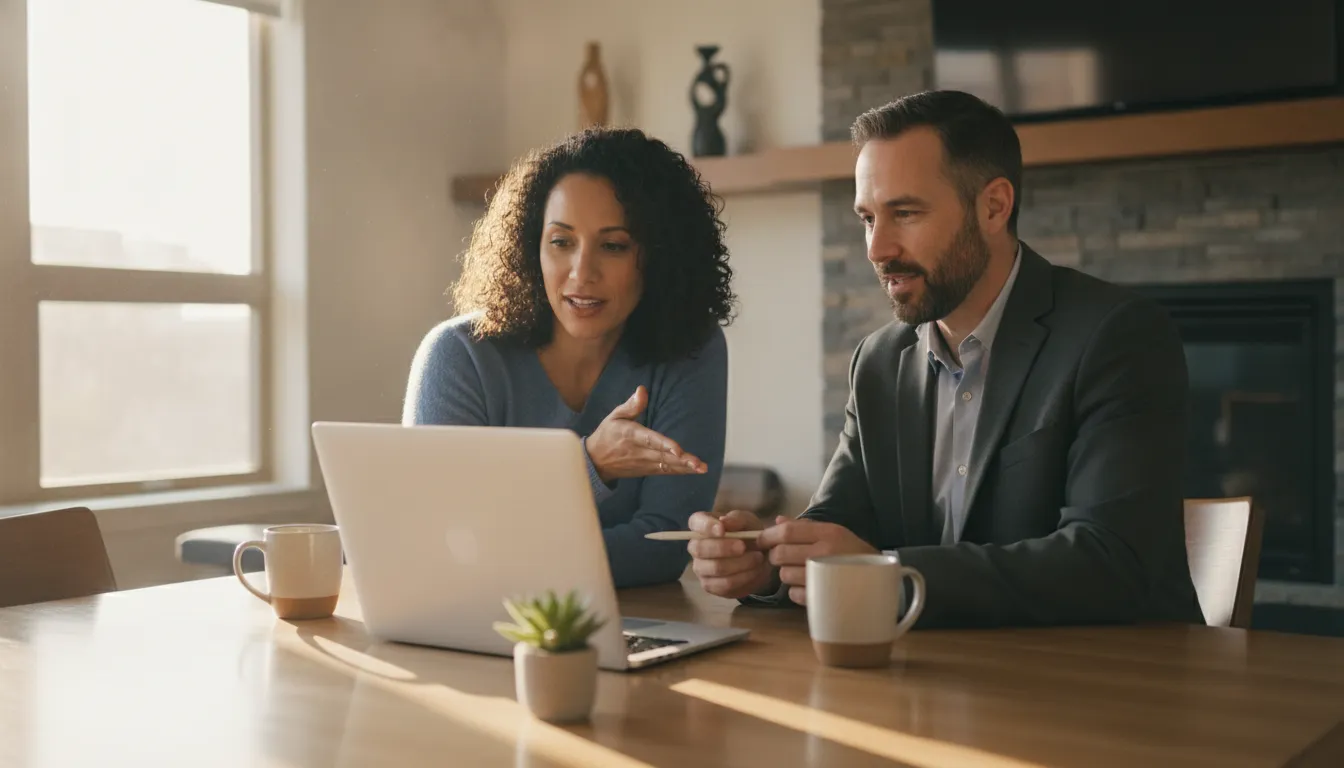 Renter and landlord discussing tenant background checks