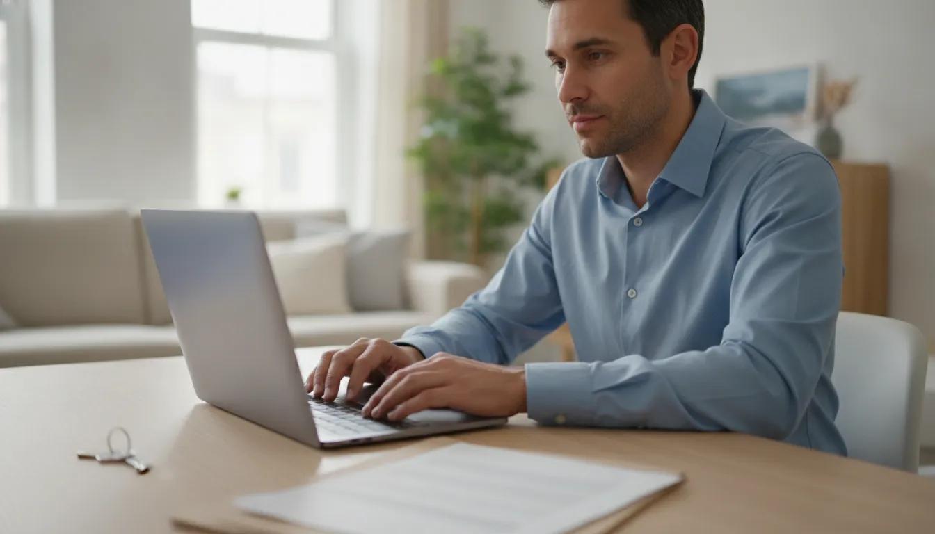 Renter reviewing a rental listing before sharing application data